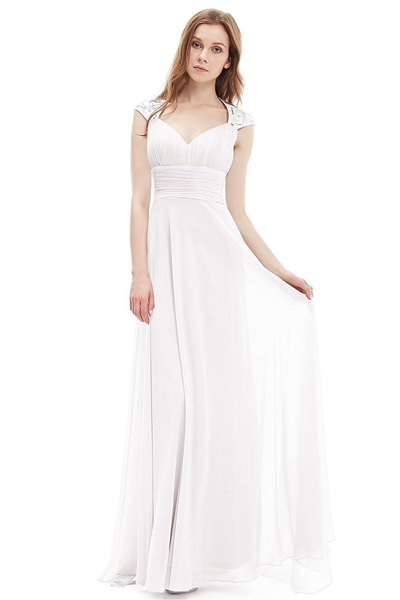 OKdress Chiffon Long White Formal Prom Dress