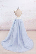 Contrast Color Spaghetti Straps Ball Gown Natural Long Tulle Prom Dresses