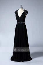 Black V-Neck Elegant Evening Dresses