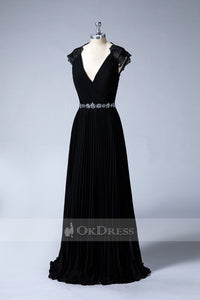 Black V-Neck Elegant Evening Dresses