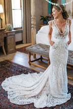 Neat Lace Chapel Train Natural Sheath/Column Wedding Dresses
