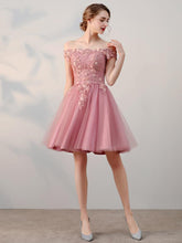 A-line Off-the-shoulder Above-knee Tulle Formal Prom Dress