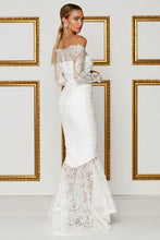 White Off-the-shoulder Long Sleeves Trumpet/Mermaid Evening Gowns