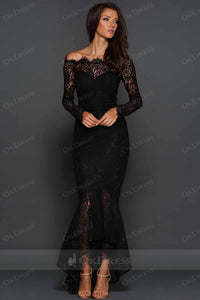 Black Off-the-shoulder Long Sleeves Trumpet/Mermaid Evening Gowns