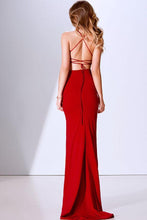 Red Trumpet/Mermaid Spaghetti Straps V-neck Long Evening Dresses