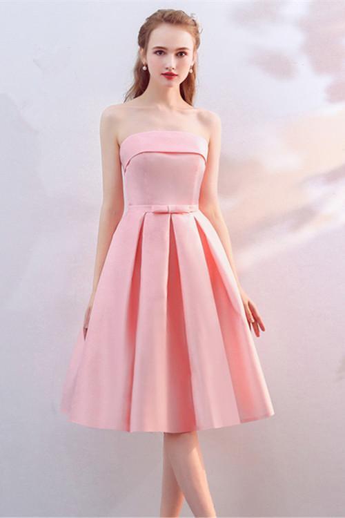 Strapless Pink Bridesmaid Dresses