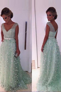 Gorgeous Sweep Train A-line Sleeveless Natural Prom Dresses