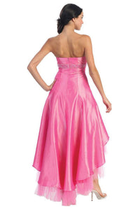 OKdress Long Short Bridesmaids High Low Pink Dress Formal Prom