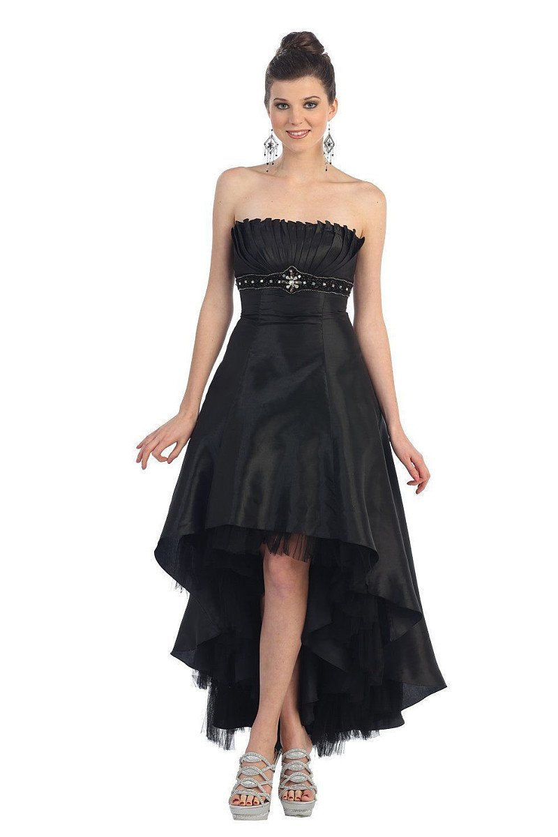 Black OKdress Long Short Bridesmaids High Low Dress Formal Prom