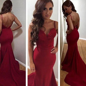 Red Concise Trumpet/Mermaid Satin Sleeveless Zipper Prom Dresses