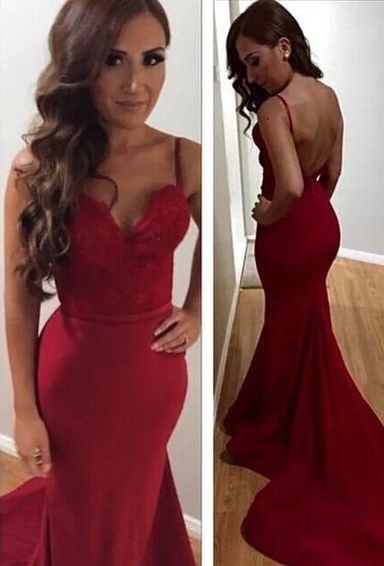 Red Concise Trumpet/Mermaid Satin Sleeveless Zipper Prom Dresses