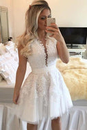 Brova Tulle Natural Appliques Lace Zipper Scoop Prom Dresses