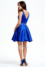 Blue OKdress V-neck A-Line Sleeveless Short Prom Dress