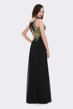 Black Floor-length Illusion-Embroidered Top Prom Dresses Online Sale