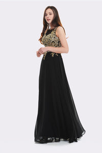 Black Floor-length Illusion-Embroidered Top Prom Dresses Online Sale