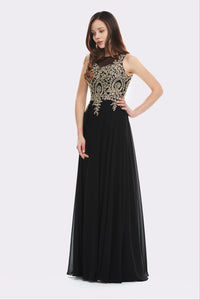 Black Floor-length Illusion-Embroidered Top Prom Dresses Online Sale