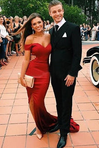 Red Astonishing Sweep Train Sheath/Column V-neck Prom Dresses