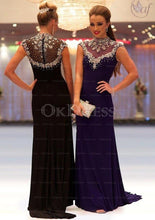 Black Admirable Sheath/Column High-neck Sleeveless Beading Long Prom Dresses