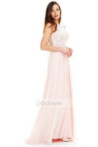 Pink Hot Chiffon A-line Bateau Floor-length Prom Dresses