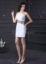 Courtlike Chiffon One Shoulder White Natural Zipper Up at Side Homecoming Dresses