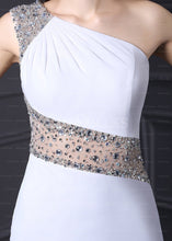 Courtlike Chiffon One Shoulder White Natural Zipper Up at Side Homecoming Dresses