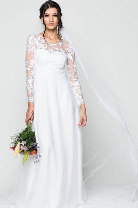 Sheath/Column Illusion Long Sleeves Wedding Dresses