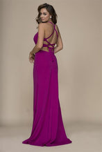 Sheath/Column Halter Front Split Long Formal Prom Dresses