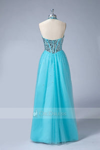 Halter A-Line Beading Prom Evening Dresses