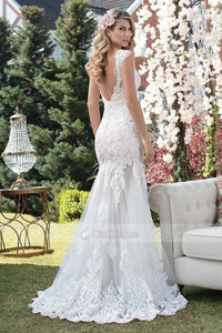 Mermaid Straps Sweetheart Open Back Lace Wedding Dresses