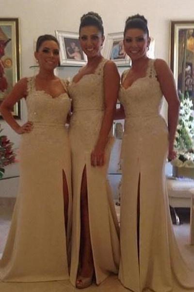 Bravo Sweetheart Sheath/Column Natural Satin Bridesmaid Dresses