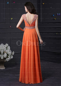 Honorable Queen Anne A-Line Sleeveless Long Prom Dresses Beadings
