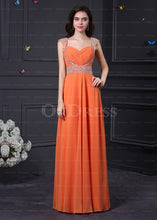 Honorable Queen Anne A-Line Sleeveless Long Prom Dresses Beadings