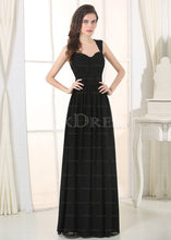 Black Irridescent SleevelessA-line Chiffon Floor-length Bridesmaid Dresses