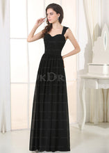 Black Irridescent SleevelessA-line Chiffon Floor-length Bridesmaid Dresses