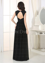 Black Irridescent SleevelessA-line Chiffon Floor-length Bridesmaid Dresses