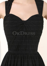 Black Irridescent SleevelessA-line Chiffon Floor-length Bridesmaid Dresses