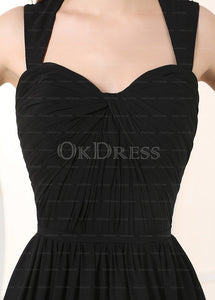 Black Irridescent SleevelessA-line Chiffon Floor-length Bridesmaid Dresses