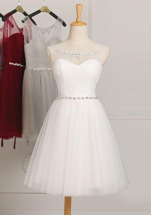 White Glowing Natural Knee-length A-line/Princess Bridesmaid Dresses