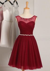 Red Glowing Natural Knee-length A-line/Princess Bridesmaid Dresses