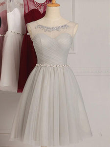 Silver Glowing Natural Knee-length A-line/Princess Bridesmaid Dresses