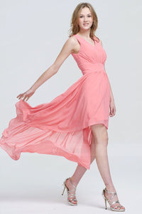 A-line/Princess V-neck Asymmetrical Chiffon Prom Dresses