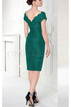 Green Mild V-neck Sheath Zipper Cap Sleeves Cocktail Dresses