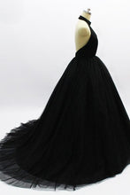 Black Eye-Catching Empire Tulle Sleeveless V-neck Prom Dresses