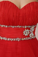 Red Shimmering Natural Lace-up Beading Sleeveless Asymmetrical Prom Dresses