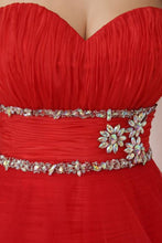Red Shimmering Natural Lace-up Beading Sleeveless Asymmetrical Prom Dresses