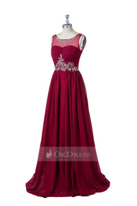 Beading Sleeveless Scoop Neck Formal Dresses