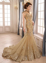 Admirable High-neck Natural Court Train Prom Dresses