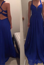 Royal Blue Affordable Pleated Sleeveless Floor-length Criss-cross Natural Prom Dresses