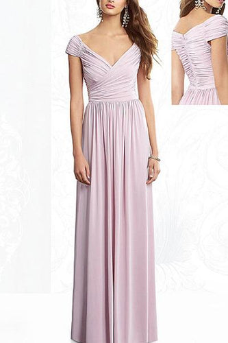 Fantastic V-neck Long/Floor-length Zipper Chiffon Bridesmaid Dresses