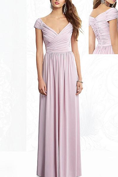 Fantastic V-neck Long/Floor-length Zipper Chiffon Bridesmaid Dresses